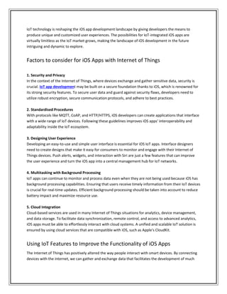 Role of iOS in IoT- the Impact on Shaping the App Development | PDF