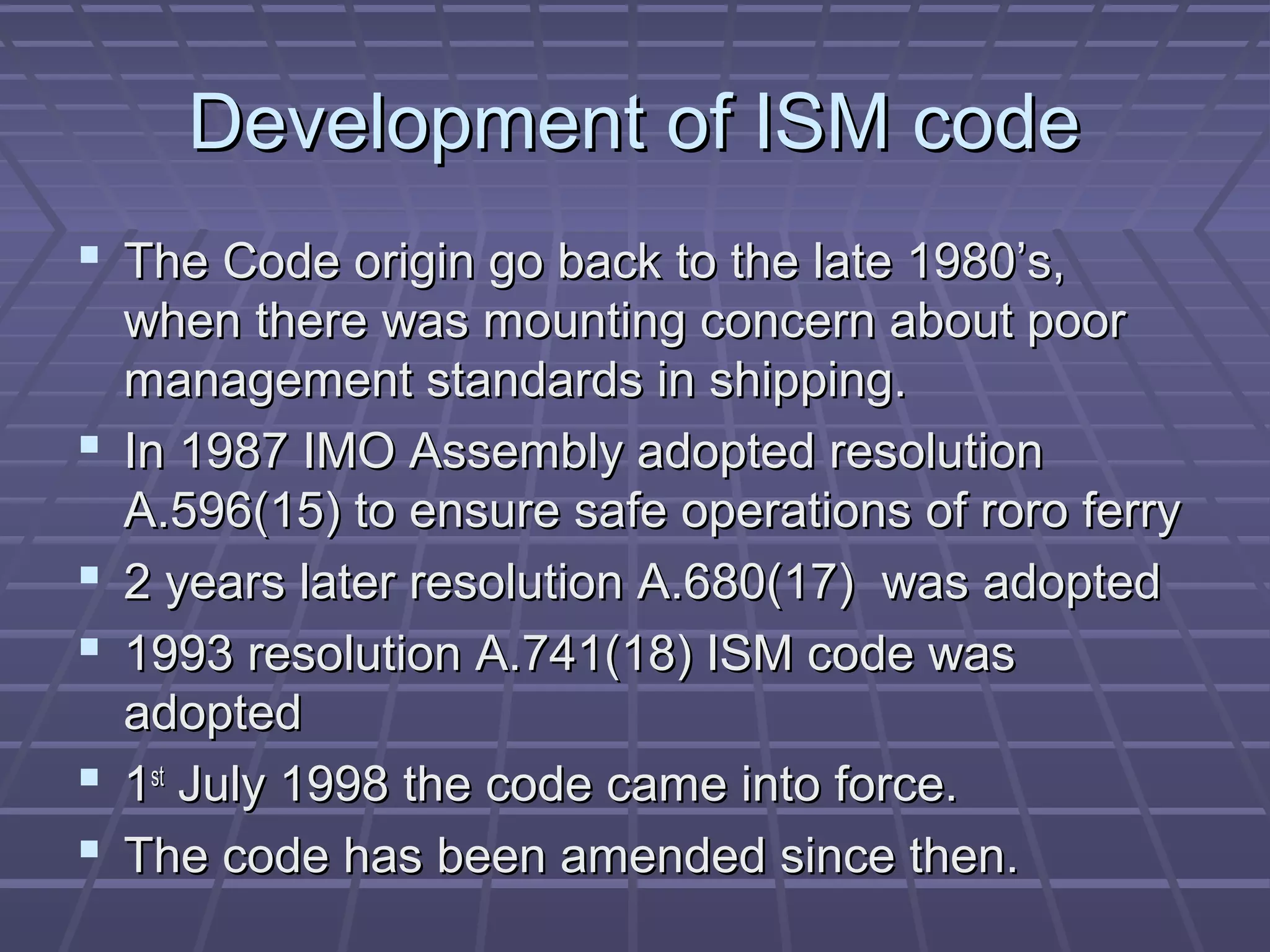 Role of ism code in promoting maritime safety by caleb danladi bako | PPT