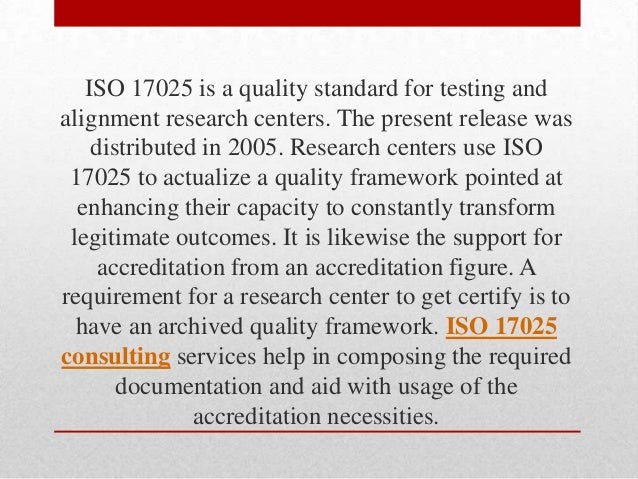 Role of iso 17025 standard