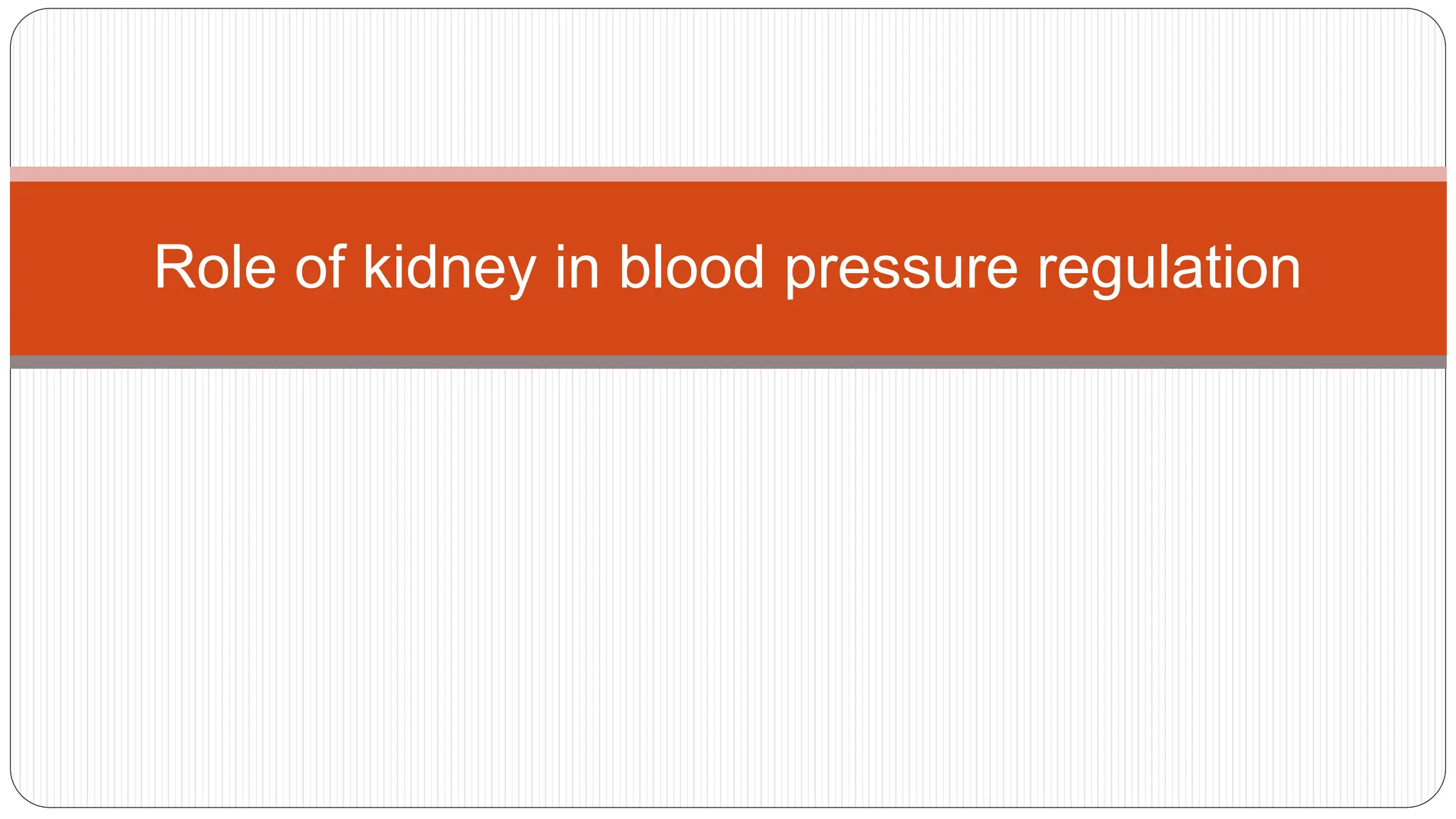 role of kidney in blood pressure regulation PPT