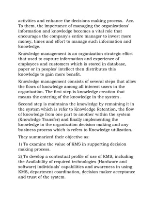 Role of knowledge management in banking sector | DOCX