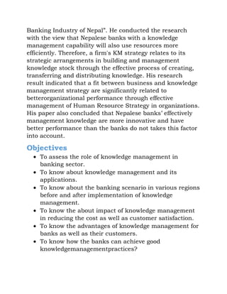 Role of knowledge management in banking sector | DOCX