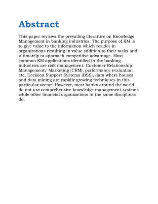 Role of knowledge management in banking sector | DOCX