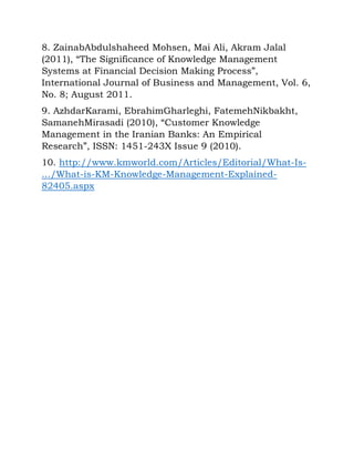 Role of knowledge management in banking sector | DOCX