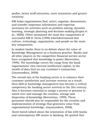 Role of knowledge management in banking sector | DOCX