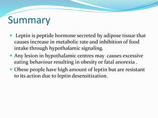 Role of Leptin in Obesity | PPTX