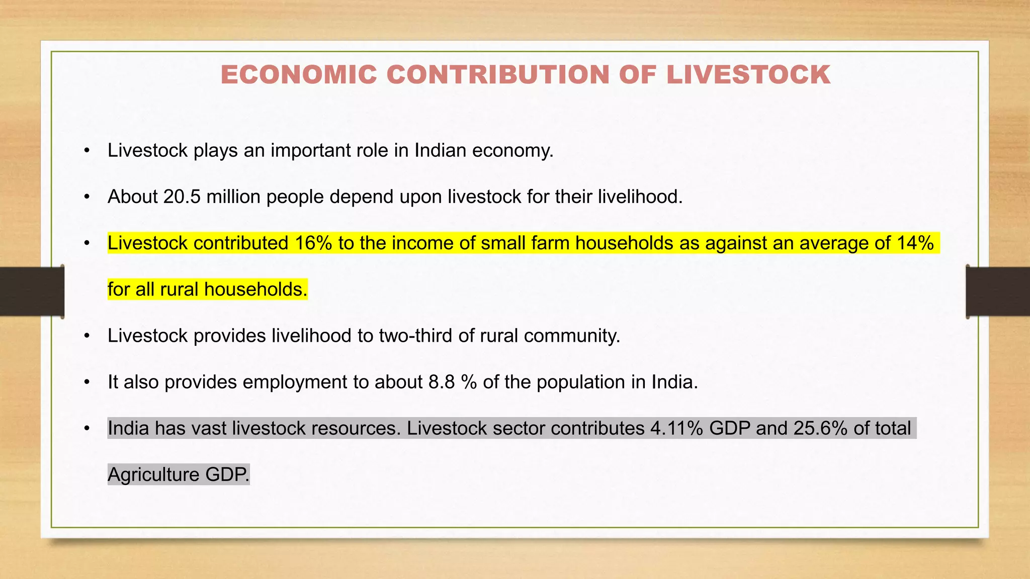 Role of livestock in national economy | PDF