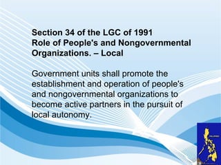 What are the roles of local government unit