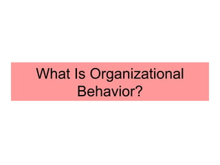 What Is Organizational Behavior? 
