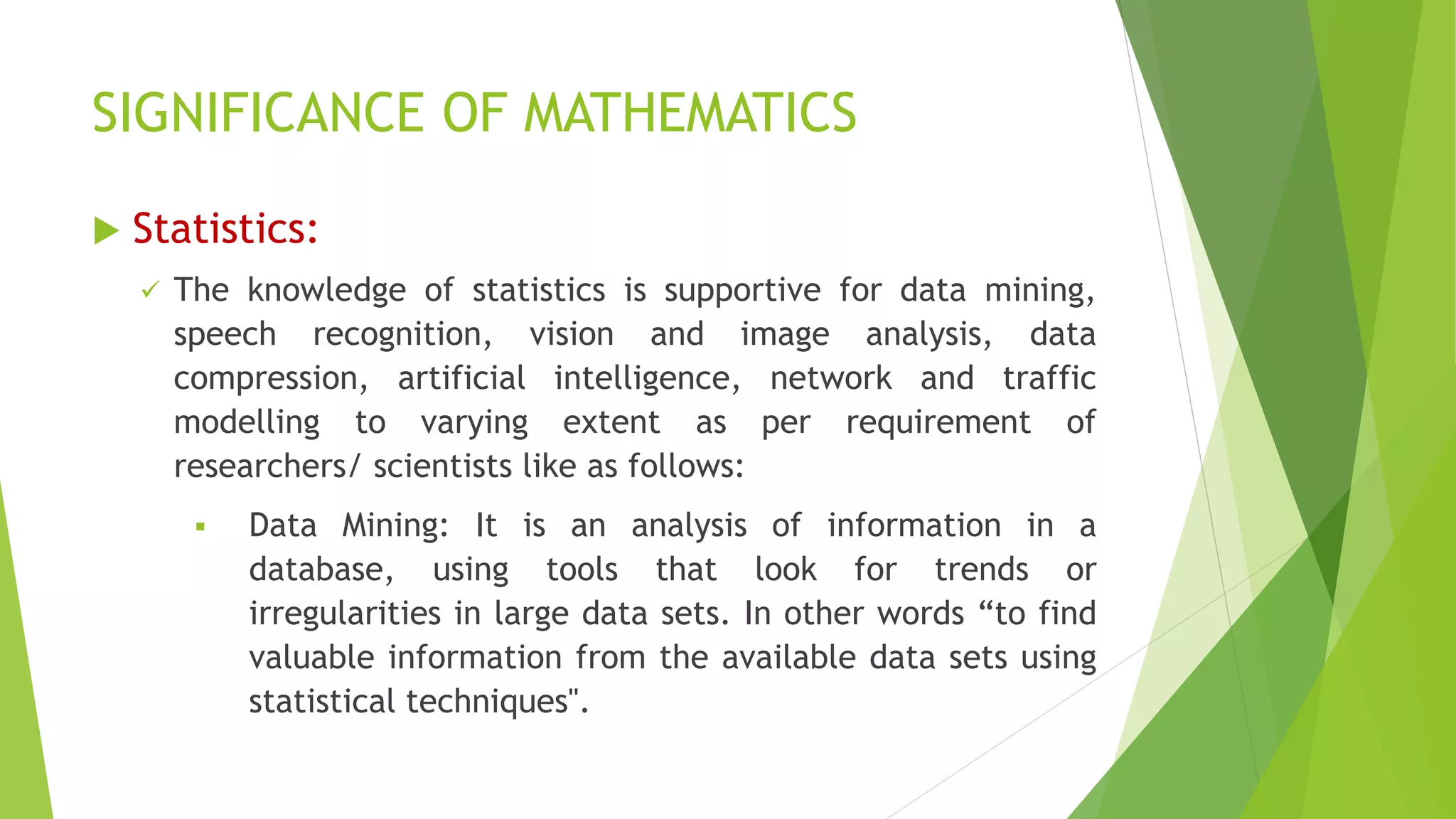 Role of mathematics in computer science pptx