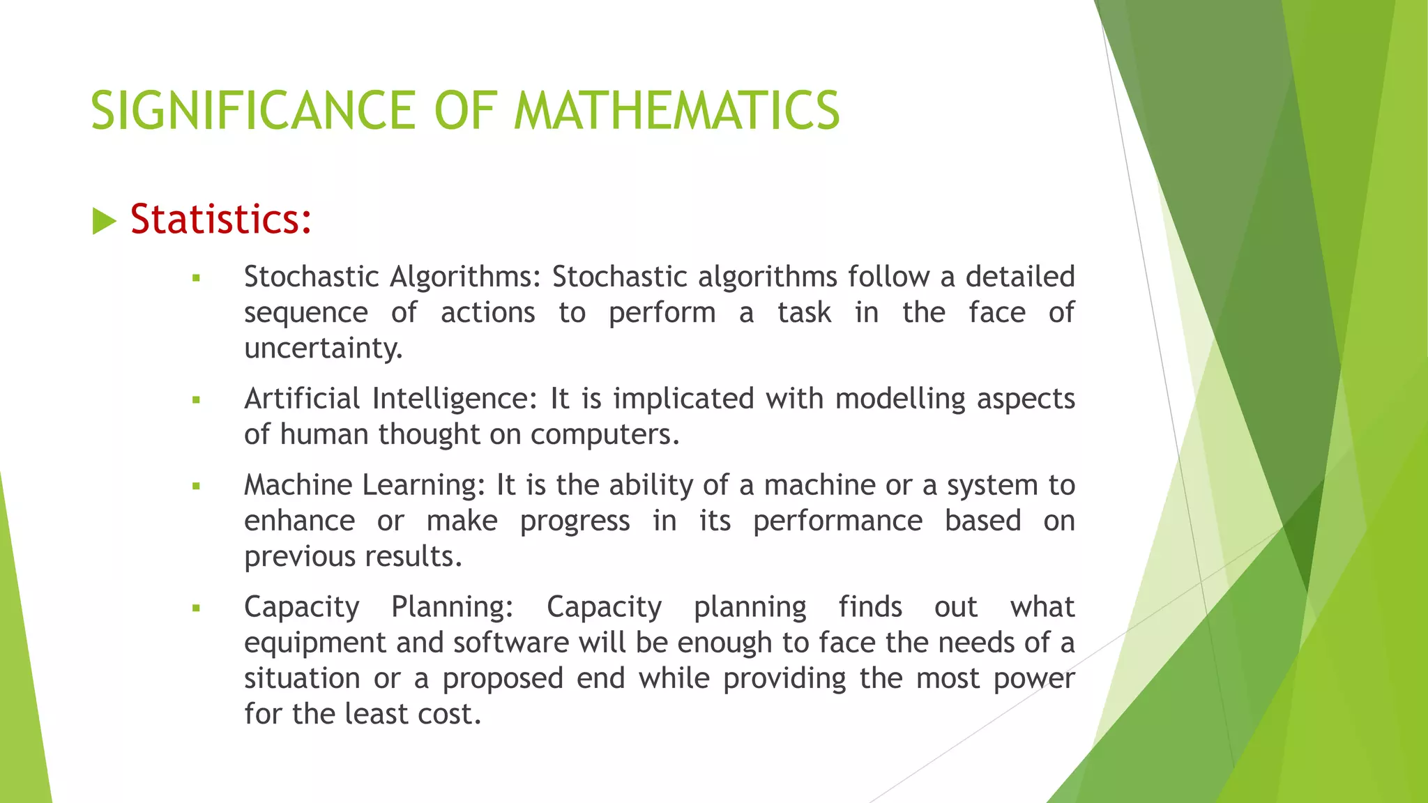 Role of mathematics in computer science pptx