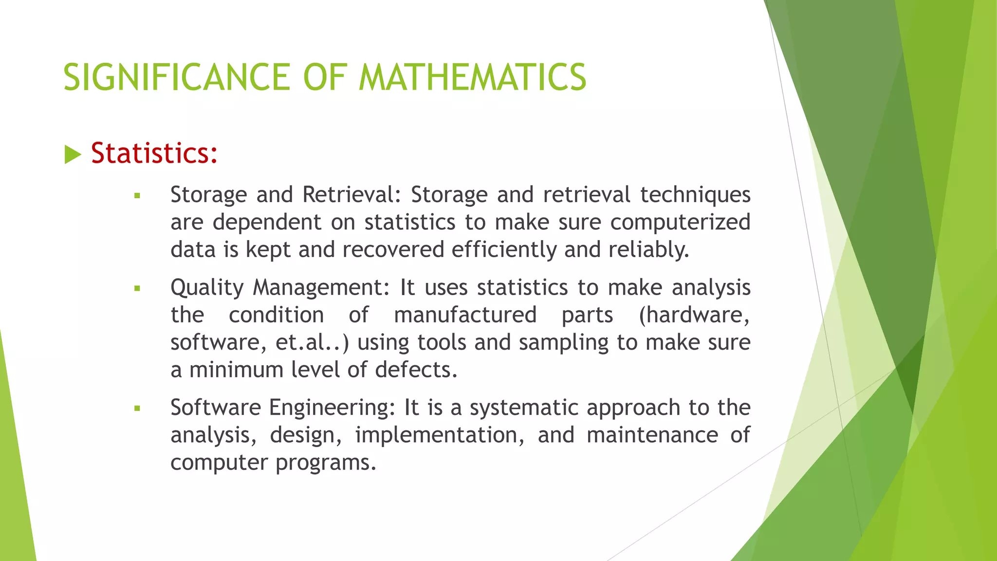 Role of mathematics in computer science pptx
