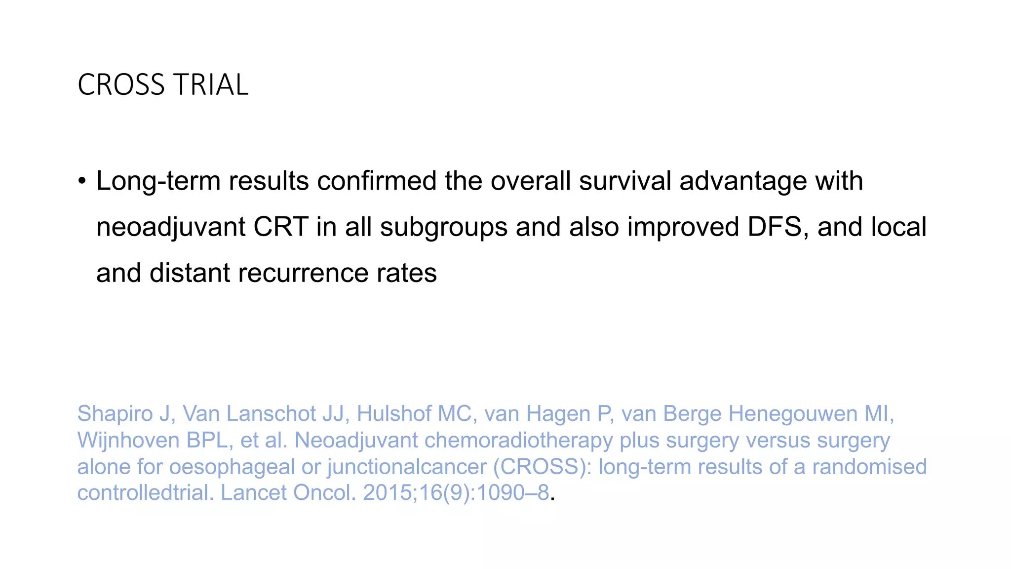 Role of neoadjuvant chemoradiation in locally advanced carcinoma | PPTX