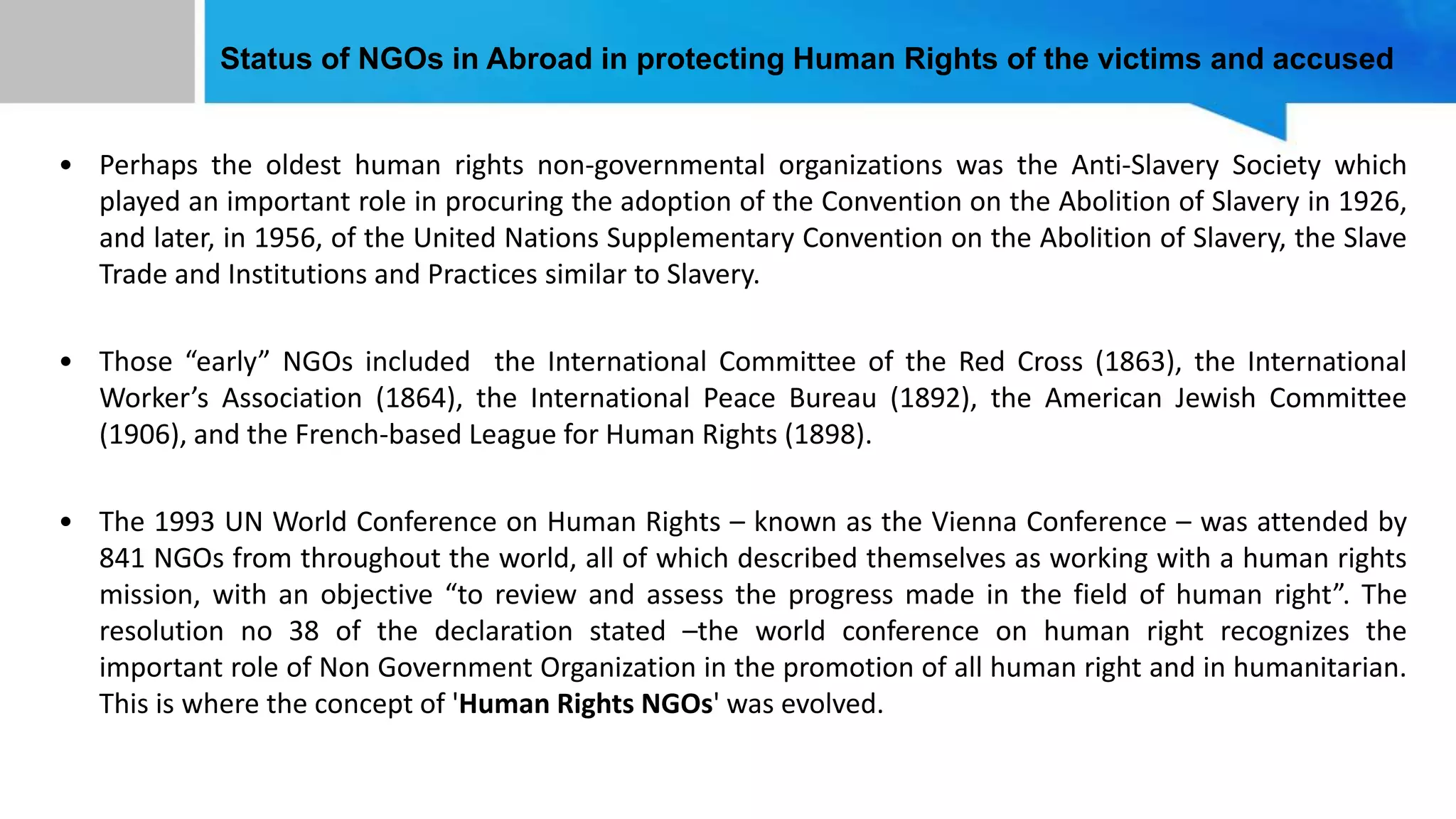 Role of NGOs in the protection of human rights of accused and victims ...