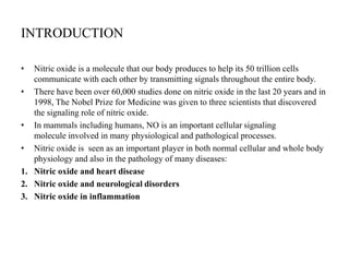 Role of nitric oxide in pathology | PPTX