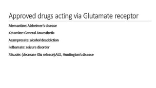 Role of nmda receptors and drugs affecting it | PPTX