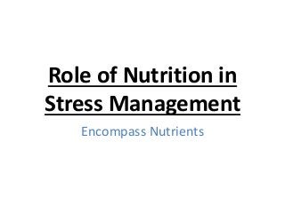 Role of Nutrition in
Stress Management
Encompass Nutrients
 