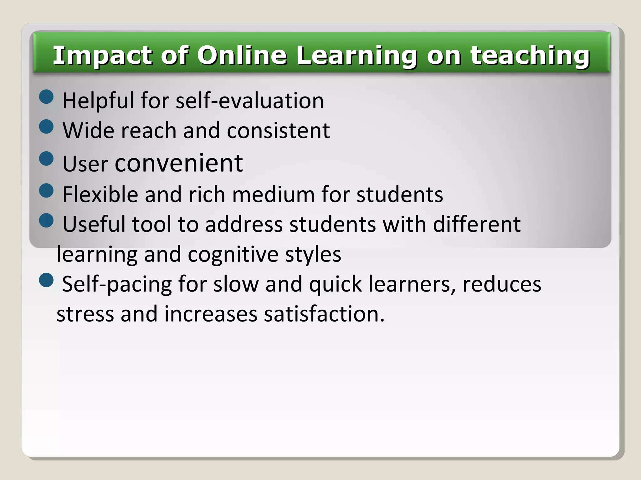 Role of online learning in distance education | PPT