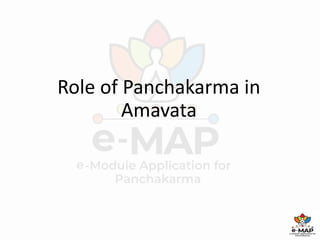 Role of Panchakarma in
Amavata
 
