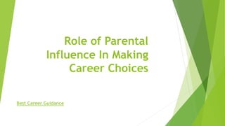 Role of Parental
Influence In Making
Career Choices
Best Career Guidance
 