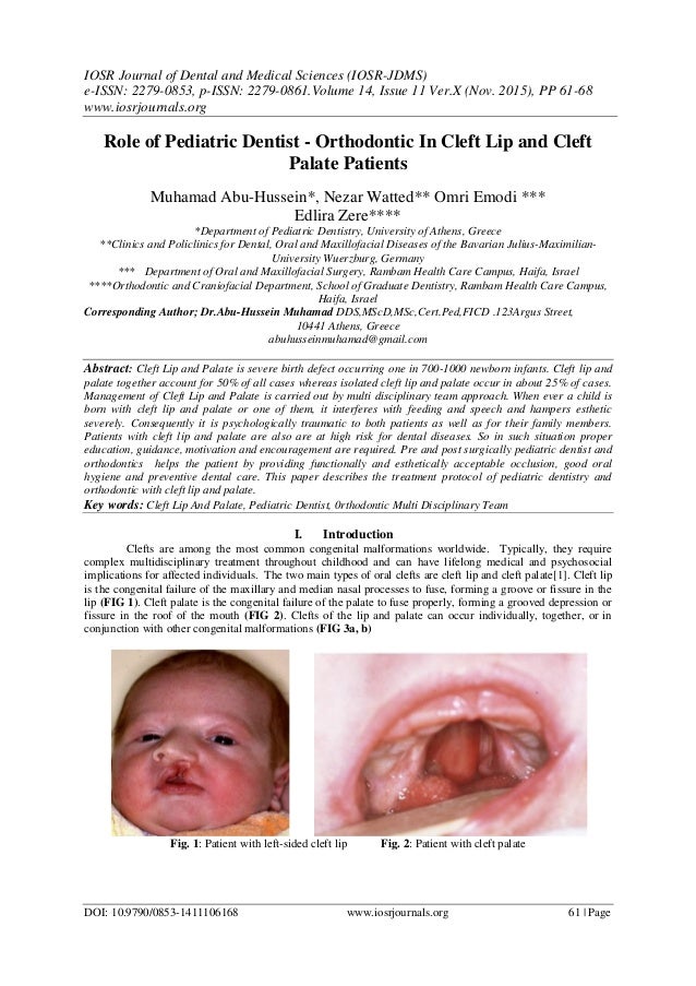 Role of pediatric dentist orthodontic in cleft lip and cleft palate…