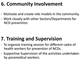 Role of peripheral health centres in non communicable diseases | PPTX