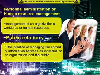 Role Of Personnel Management