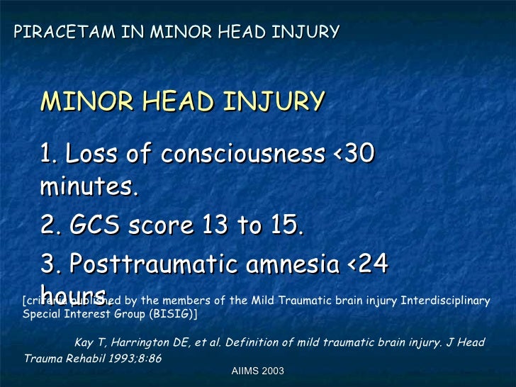 Role of piracetam in post concussion syndrome