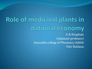G.R.Sitaphale
(Assistant professor)
Anuradha college of Pharmacy chikhli
Dist-Buldana
 