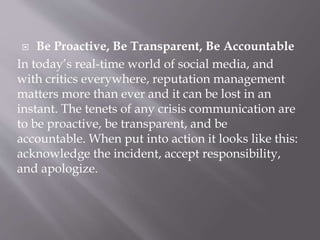 Role of pr in crisis communication | PPTX