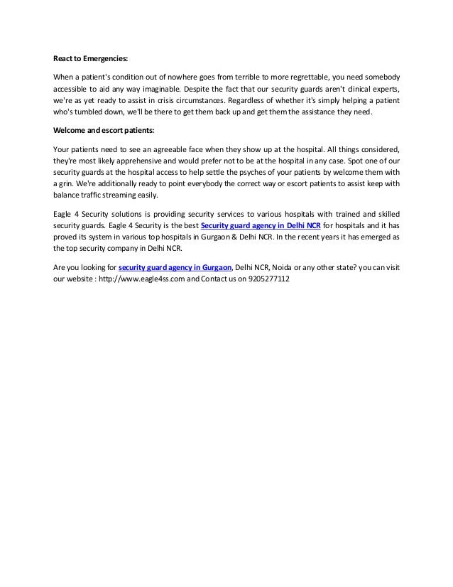 Role of private security guard company in hospital converted