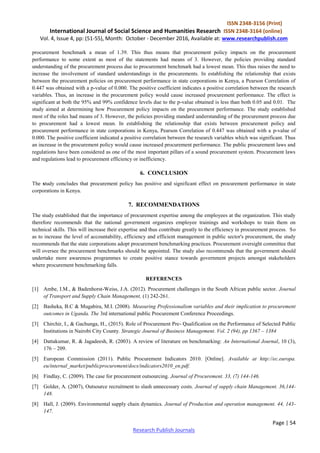 Role of Procurement Policy on Procurement Performance in State ...