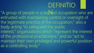 Role of professional assosciations and unions ppt | PPTX