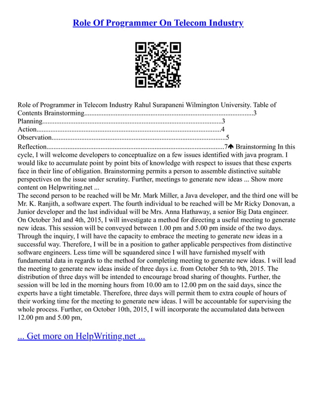 Role Of Programmer On Telecom Industry | PDF