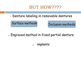 Role of prosthodontics in forensic dentistry | PPTX