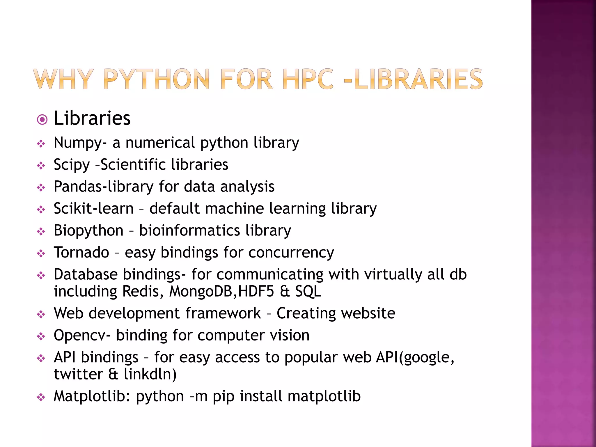 Role of python in hpc | PPT
