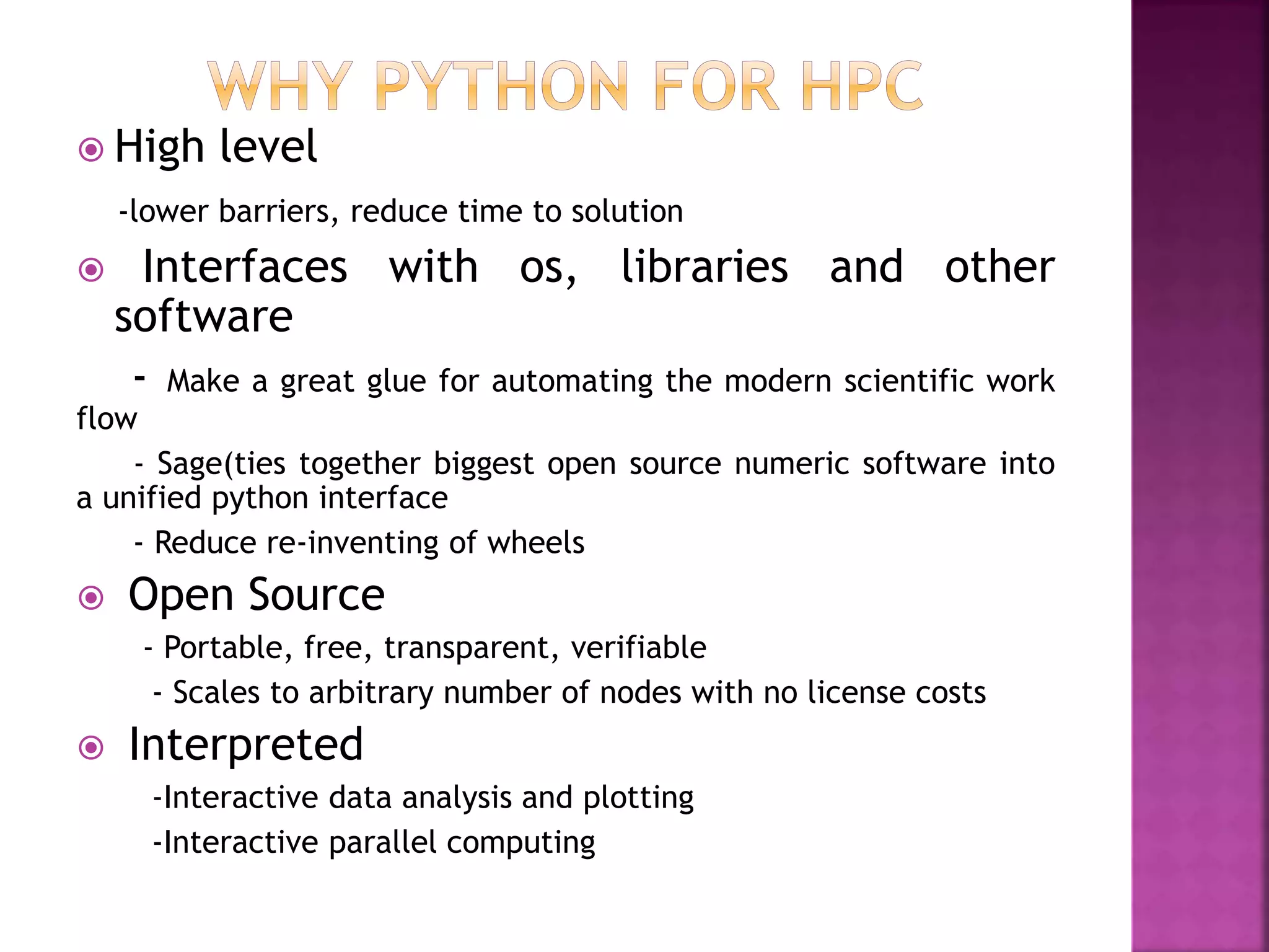 Role of python in hpc | PPT