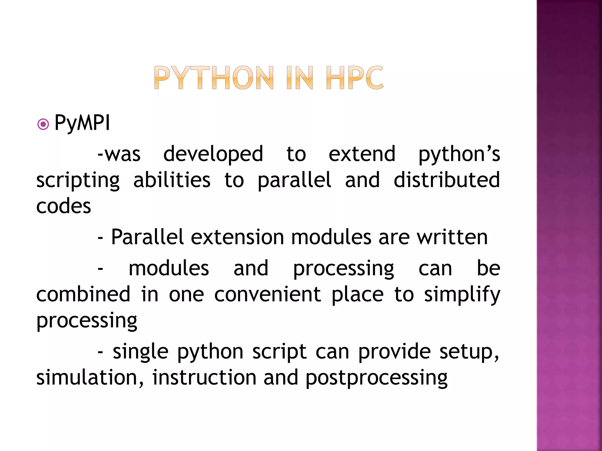 Role of python in hpc | PPT