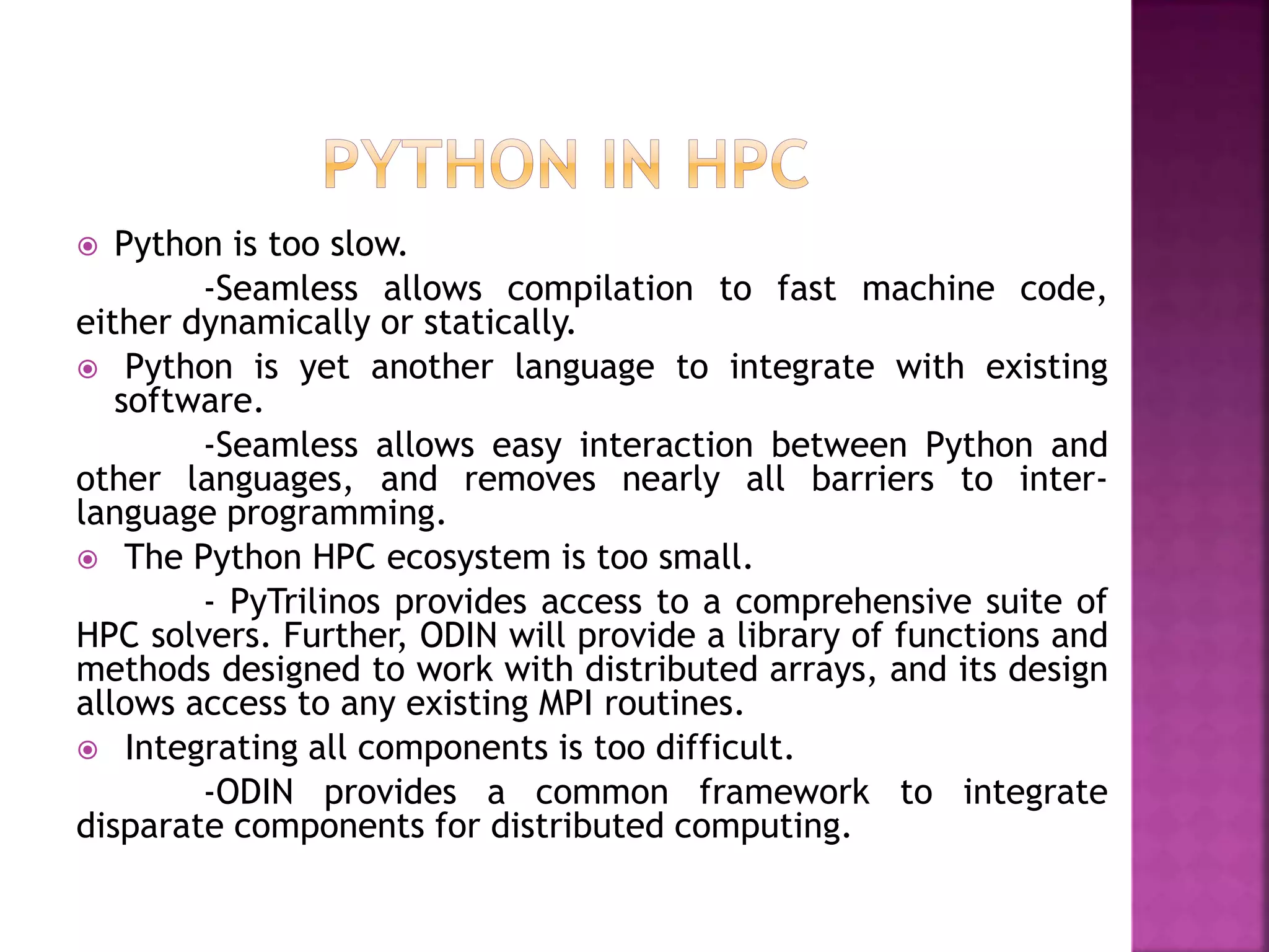 Role of python in hpc | PPT