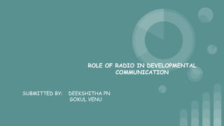 ROLE OF RADIO IN DEVELOPMENTAL
COMMUNICATION
SUBMITTED BY: DEEKSHITHA PN
GOKUL VENU
 