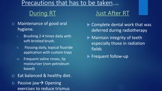 Role of radiotherapy in oral ca ppt for csm | PPTX
