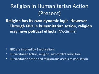 Role of religion in society and humanitarian action