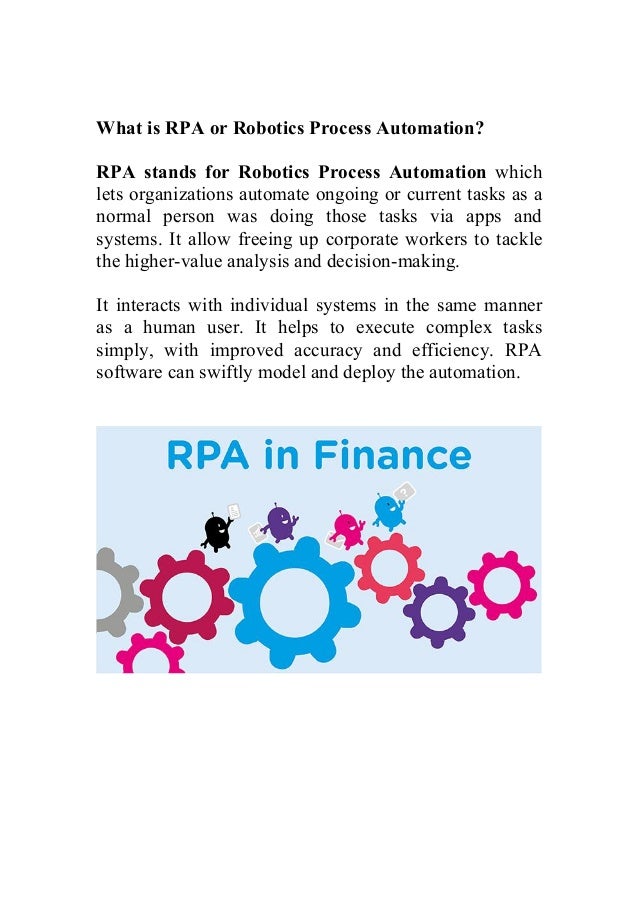 Role Of Robotic Process Automation In Finance Sector And