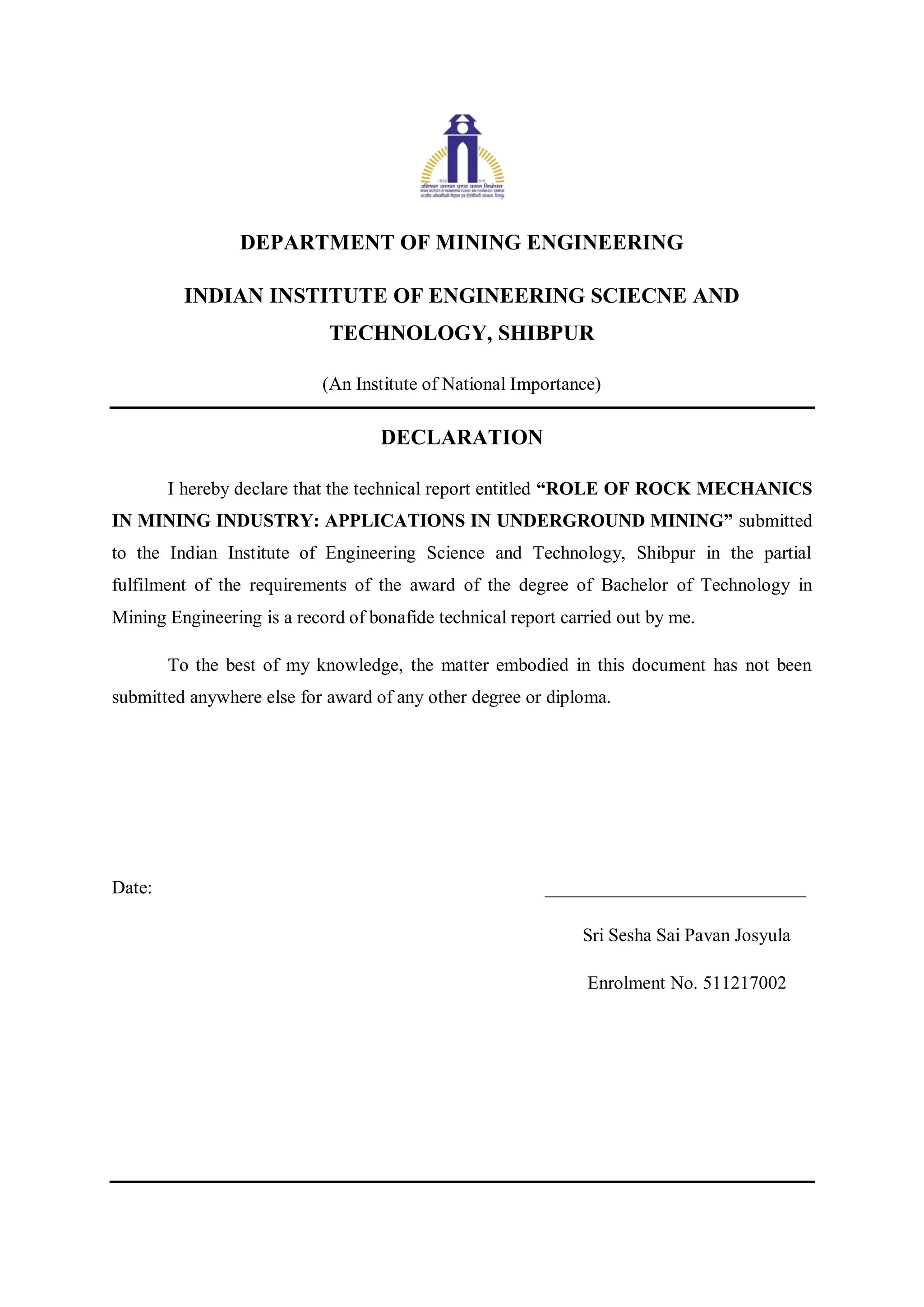 Role Of Rock Mechanics In Mining Industry Applications In Underground