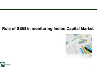 Role of SEBI in monitoring Indian Capital Market 




 01/25/13                                     1
 