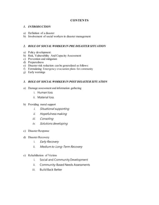 Role Of Social Worker In Disaster Management