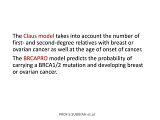 Claus Risk Model Role of surgery in cancer prevention | PPTX