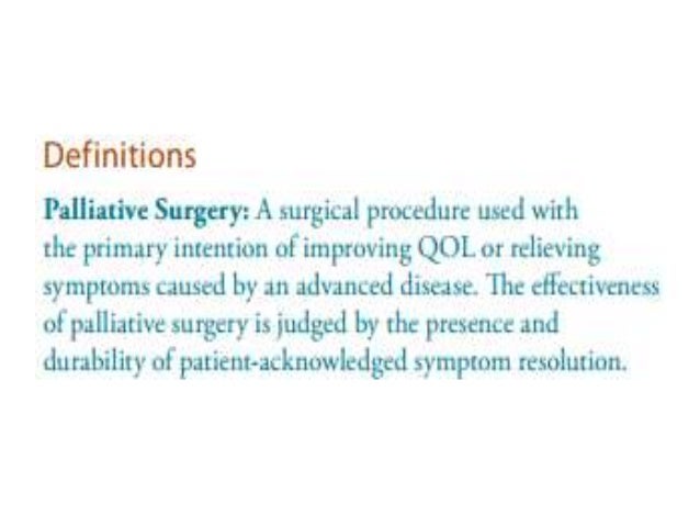 Role Of Surgery In Palliative Care