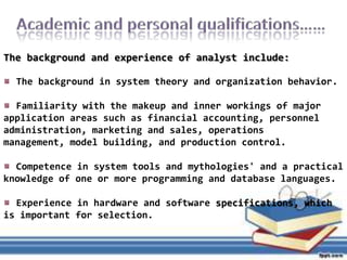 Role of system analyst | PPTX