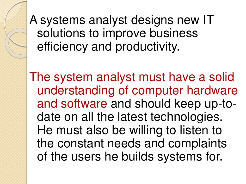 Role Of System Analyst
